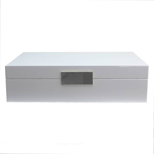 Grande scatola laccata per gioielli bianco / oro