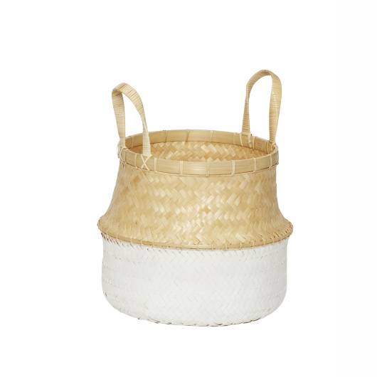 Bamboo Basket w/ White Bottom