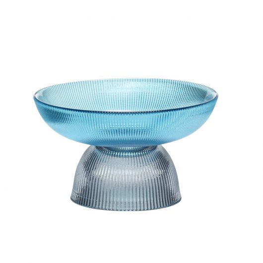 Coppa di vetro blu con base grigia
