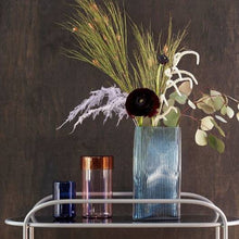 Load image into Gallery viewer, Blue Reeded Glass Vase- starting from
